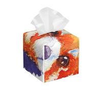 Watercolor Red Panda Animal Hand Drawn1 Square Leather Tissue Box Cover - Premium Decorative Organizer for Bathroom Vanity, Nightstand & Countertop