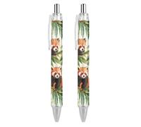Watercolor Red Pandas Retractable Ballpoint Pen Black Ink Ball Point 0.5mm Smooth Writing Note Taking Accessories For Office 2 PCS AS PIC 1