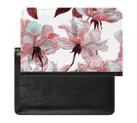 Watercolor Red Rose Flowers Seamless Floral Pattern on White Women's Passport Protector, Men's Passport Protector, PU Travel Passport Protector for Women Men Worker 5.8 x 3.9 x 0.4 inch