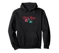 Watercolor Red Thorny Wild Rose Illustration Pullover Hoodie