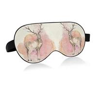 Watercolor Reindeer Sleep Mask Blindfold Blackout Cooling Funny Eye Mask for Sleeping with Elastic Strip for Women Man Pretty