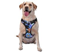 Watercolor Retro Disco Flowers No Pull Dog Harness Adjustable Reflective Oxford Easy Control Medium Large Dog Harness