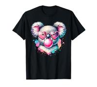 Watercolor Retro Koala Blowing Bubble Gum With Sunglasses T-Shirt