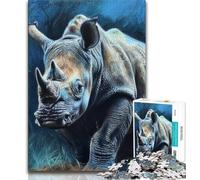 Watercolor Rhino 1000 Pieces Jigsaw Puzzles for Adults And Teens,Toys Educational Games Stress Relieving Suitable for Desktop Decoration (38x26cm)