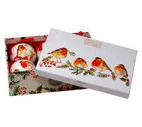 Watercolor Robin Christmas Baubles Tree Ornaments - In Gift Box - Pack of 6