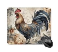 Watercolor Rooster Mouse Pad Square Laptop Mouse Mat Cute Computer Mousepad Keyboard Pad Non-Slip Desk Pads for Gaming Office Work Home 25 * 30cm