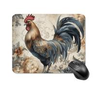 Watercolor Rooster Mouse Pad Square Laptop Mouse Mat Cute Computer Mousepad Keyboard Pad Non-Slip Desk Pads for Gaming Office Work Home 20 * 25cm