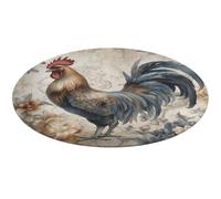 Watercolor Rooster Round Area Rug Non Slip Backing Doormat Water Absorbent Plush Throw Low-Pile Non-Slip Floor Mat Carpet for Living Room Bedroom Entryway Nursery Room 80 * 80cm