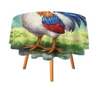Watercolor Rooster Round Table Cloth Washable Tablecloth Dining Table Cover for Party Decor