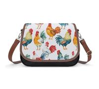 Watercolor Roosters Cock Small Womens Crossbody Bags Shoulder Handbag with Adjustable Strap for Travel