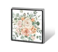 Watercolor Rose Floral Light Green Eucalyptus Unisex Brooches & Pins Square Lightweight Lapel Badge Jewelry for Clothing Shawl Hat