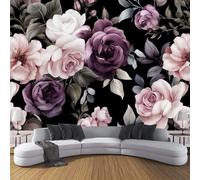 Watercolor Rose Flowers Wallpaper Wall Mural, Retro Romantic Style Photo Wallpaper, Mixed Colors 300×210 Cm (Wxh) Silk Cloth Art Roll Wallpapers Wall Covering, for Living Room Bedroom