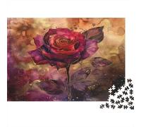 Watercolor Rose Jigsaw Puzzles Puzzle for Adults Kids. 1000 Piece Violet Gold Tones Impossible Challenge Toy Educational Games Home Decoration for Adults& Kids Age 14 Years Up 1000pcs (75x50cm)