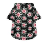 Watercolor Rose Mandalas Dog Hawaiian Shirt Stretch Collar Button Down Pet Clothes for Small Medium Puppy