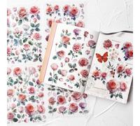 Watercolor Roses Stickers for Scrapbooking, Self-Adhesive Flowers Stickers Journal Embellishment Supplies for Art Craft Decorations