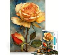 Watercolor Roses︰ Yellow And Red Bloom 1000-piece Jigsaw Puzzles Brain Focus Game Expert Cutting Craftsmanship Fascinating Hobby for Idle Moments (38x26cm)