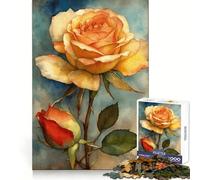 Watercolor Roses︰ Yellow And Red Bloom 1000 Piece Jigsaws for Adults Puzzle Sharp Memory Peaceful Fun Neat Edges Thoughtful Gift (38x26cm)
