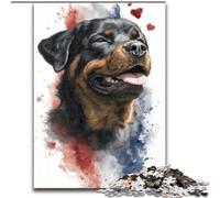 Watercolor Rottweiler 1000 Piece Jigsaw Puzzle for Adults And Teenagers, Interesting Stress Reduction Parent-child Interaction (50x75cm)