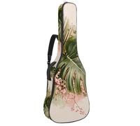 Watercolor Sage Greens Monstera Leaf with Palm Fronds Acoustic Guitar Bag Thick Padded, Waterproof Guitar Gig Bag for 40 41 42 Inch Guitars