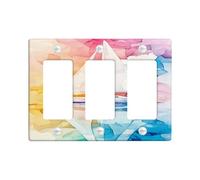 Watercolor Sailboat Light Switch Cover Plates/Outlet Covers, Bright Ocean Colors for Summer Decor, Thermoplastic Wall Plates, Standard Size 3 Gang Wall Plate