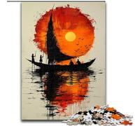 Watercolor Sailboat Puzzles 1000 Pieces for Teenagers, Fun Games Every Piece Is Unique - Challenging Family Fun Game (50x75cm)