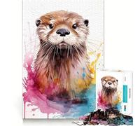 Watercolor Sea Otter 1000-piece Puzzle for Teenagers Mind Skill Fun Uniform Size Precise Pieces Relaxing Indoor Group Activity (38x52cm)