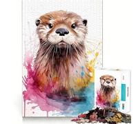 Watercolor Sea Otter 1000 Pieces Puzzles for Teenagers Mind Boost Fun High Accuracy Cutting Craft Calming Mental Break Activity (50x75cm)