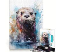 Watercolor Sea Otter Adults 1000 Piece Jigsaw Puzzle Memory Fun Game Clean Cut Sturdy Components Unique Gift for Stress Relief (50x75cm)