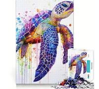 Watercolor Sea Turtle 1000 Piece Teenager Puzzles Mental Focus Game Precision Cut Smooth Edges Christmas Stocking Stuffer Game (38x52cm)