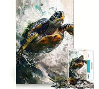 Watercolor Sea Turtle Adults 1000 Pieces Puzzle Mental Fun Game Advanced Laser Cutting Tech Amusing Challenge for Waiting Time (50x75cm)