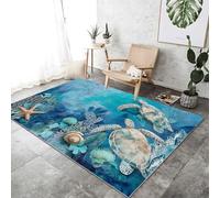 Watercolor Sea Turtle Area Rug 80 x 150 cm Washable Floor Rugs Doormat Living Room Home Decor, Soft and Plush Carpets Area Mats for Kids Boys Girls Bedroom Turquoise