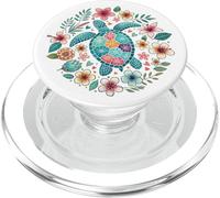 Watercolor Sea Turtle Floral Ocean Lover Aquatic Hawaiian PopSockets PopGrip for MagSafe