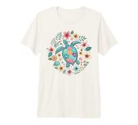 Watercolor Sea Turtle Floral Ocean Lover Aquatic Hawaiian Premium T-Shirt