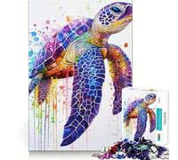 Watercolor Sea Turtle Jigsaw Puzzle 1000 Recall Fun Play Advanced Laser Cutting Tech Holiday Indoor Entertainment Toy (50x75cm)
