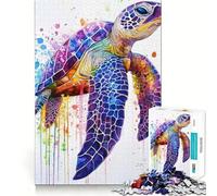 Watercolor Sea Turtle Jigsaw Puzzle 1000 Think Boost Game Tight Lock No Loose Pieces Interactive Brain Challenge for Home (38x26cm)