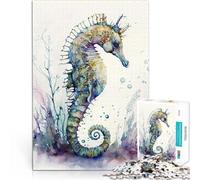 Watercolor seahorse1000 Piece Jigsaw Puzzles for Adults Jigsaw Learning Educational Toy Suitable for desktop decoration 38x26cm