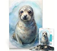 Watercolor Seal Portrait 1000 Piece Teenager Puzzles Mental Focus Game Precision Cut Smooth Edges Christmas Stocking Stuffer Game (50x75cm)