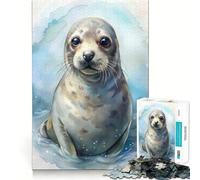 Watercolor Seal Portrait Jigsaw 1000 Pieces Focus Building Toy Zero Gap Rewarding Activity for Rainy Days (38x26cm)