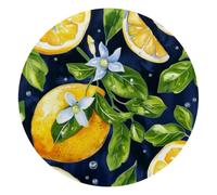 Watercolor Seamless Pattern with Lemons Round Mouse Pad, Mousepad with Non-Slip Rubber Base, Computer Gaming Pads for Wireless Mouse, Easy Gliding