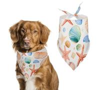 Watercolor Seashells Starfish Dog Bandana Puppy Cat Scarfs Bibs Washable Triangle Kerchief Pet Gifts