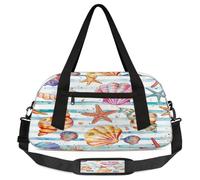 Watercolor Seashells Starfish Kids Overnight Duffle Bags for Girls Boys, Marine Life Lightweight Sports Gym Bag for Kids，Small Overnight Weekender Carry on Travel Bags Dance Bag, Watercolor Seashells