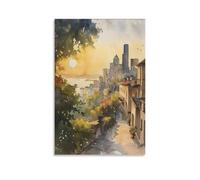 Watercolor Seattle Skyline Painting, Washington Travel Poster 12x18inch(30x45cm)