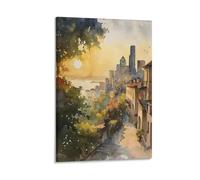 Watercolor Seattle Skyline Painting, Washington Travel Poster 20x30inch(50x75cm)
