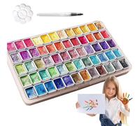 Watercolor Sets | Portable Glitter Painting Supplies | 60-Color Solid Paint Kit with Palette | for Artists Beginners Adults Coloring Nail Design Workbook School Home Travel