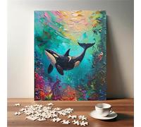 Watercolor Shark 300 Piece Jigsaw Puzzles for Adults Colourful Fun Challenging & Brainteasing Educational Learning Gift Present for Children Boys Girls 300 Piece Puzzle for Adults