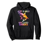 Watercolor Shark Sea Ocean Fish Just a girl who loves sharks Pullover Hoodie