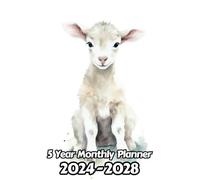 Watercolor Sheep 5 Year Monthly Planner 2024-2028: Large 60 Month Calendar | Gift For People Who Love Farm Animals, Countryside Lovers | For Back To School, Office, Work | 8.5 x 11 Inches | 121 Pages