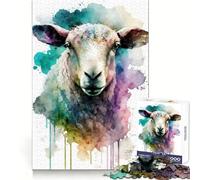 Watercolor Sheep Portrait for Adults 1000 Piece Puzzle Mental Workout Peaceful Recreation Unique Gift (50x75cm)