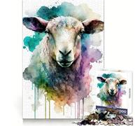 Watercolor Sheep Portrait Teenagers 1000 Piece Jigsaw Puzzle Reasoning Skill Stress Relief Fun Sharp Cut Best Gift (38x52cm)