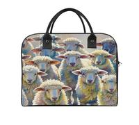 Watercolor Sheeps Laptop Tote Bag Casual Travel Handbag Multi Pocket Shoulder Bags for Work Travel